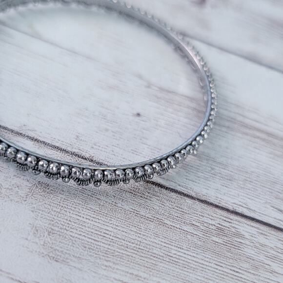 Vintage Bracelet Silver Tone Ornate Dual Row 7.75" - Picture 4 of 7